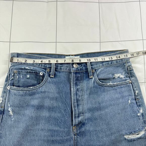 Agolde Jeans Womens 28 Blue 90s Button Fly Distressed Hemmed Raw Hem Casual - Picture 8 of 14
